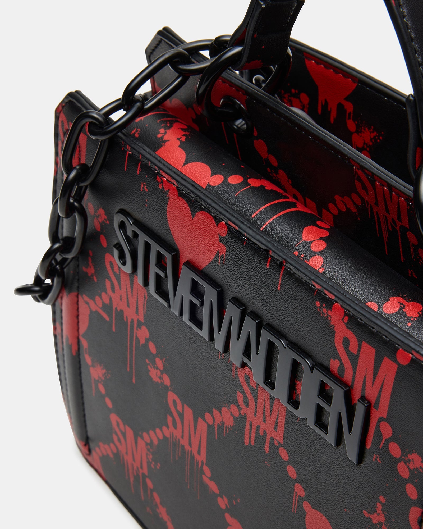 EVELYN BAG DRIPPY HEARTS BLACK/RED