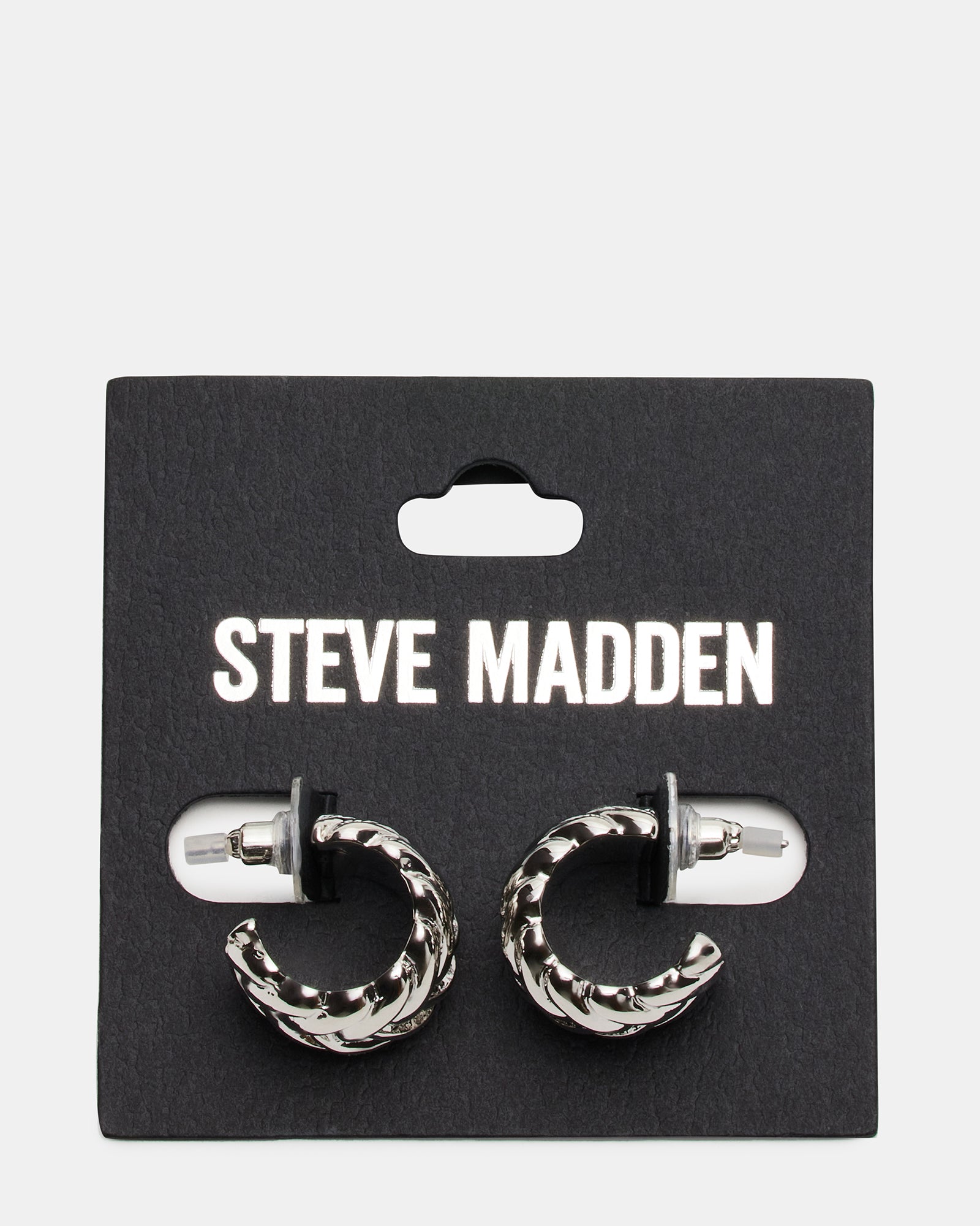 WOVEN HUGGIE EARRINGS SILVER